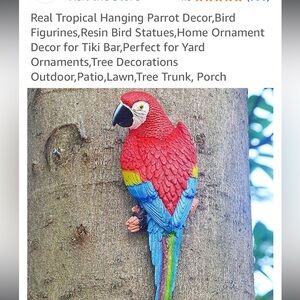 Tropical Hanging Parrot Decor set- Red, Blue, Yellow